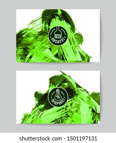 Set of vector business card templates with brush stroke background.