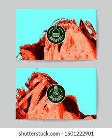 Set of vector business card templates with brush stroke background.