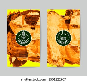 Set of vector business card templates with brush stroke background.