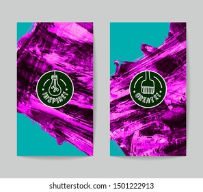 Set of vector business card templates with brush stroke background.