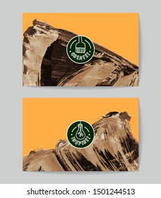 Set of vector business card templates with brush stroke background.