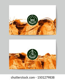 Set of vector business card templates with brush stroke background.