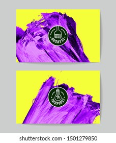 Set of vector business card templates with brush stroke background.