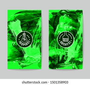 Set of vector business card templates with brush stroke background.