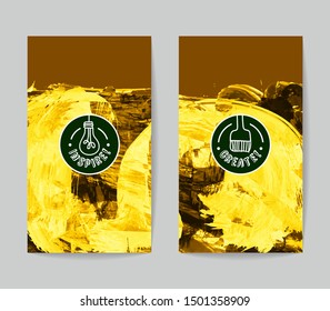 Set of vector business card templates with brush stroke background.