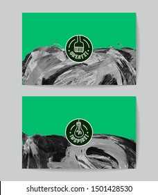 Set of vector business card templates with brush stroke background.