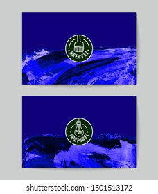 Set of vector business card templates with brush stroke background.