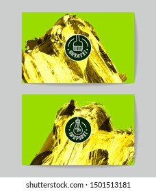 Set of vector business card templates with brush stroke background.