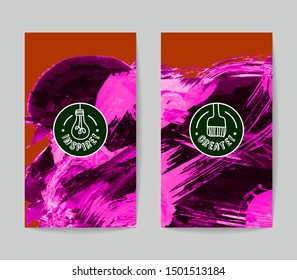 Set of vector business card templates with brush stroke background.