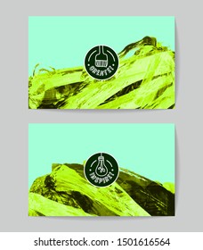 Set of vector business card templates with brush stroke background.