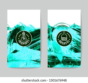 Set of vector business card templates with brush stroke background.