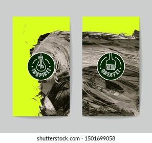 Set of vector business card templates with brush stroke background.