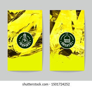 Set of vector business card templates with brush stroke background.