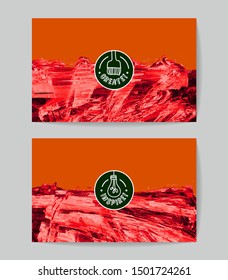 Set of vector business card templates with brush stroke background.