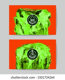 Set of vector business card templates with brush stroke background.