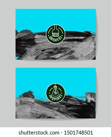 Set of vector business card templates with brush stroke background.