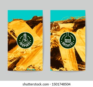 Set of vector business card templates with brush stroke background.