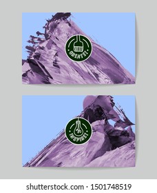 Set of vector business card templates with brush stroke background.