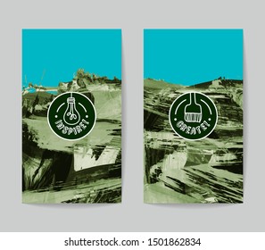 Set of vector business card templates with brush stroke background.