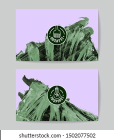 Set of vector business card templates with brush stroke background.