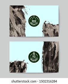 Set of vector business card templates with brush stroke background.