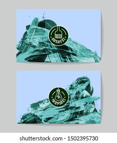 Set of vector business card templates with brush stroke background.