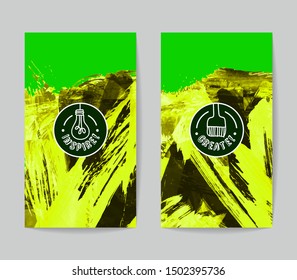 Set of vector business card templates with brush stroke background.