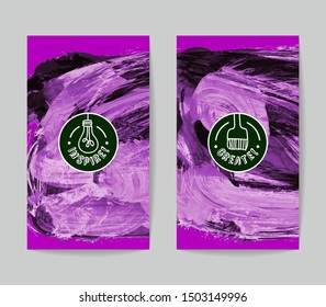 Set of vector business card templates with brush stroke background.