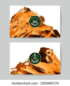 Set of vector business card templates with brush stroke background.