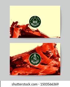 Set of vector business card templates with brush stroke background.
