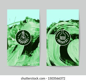Set of vector business card templates with brush stroke background.