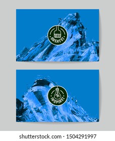 Set of vector business card templates with brush stroke background.