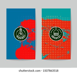 Set of vector business card templates with brush stroke background.