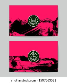 Set of vector business card templates with brush stroke background.