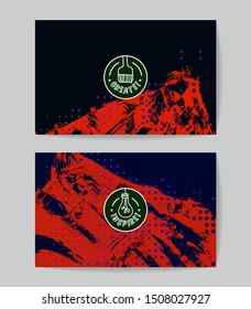 Set of vector business card templates with brush stroke background.