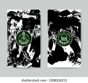 Set of vector business card templates with brush stroke background.