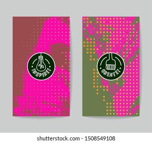 Set of vector business card templates with brush stroke background.