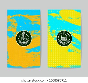 Set of vector business card templates with brush stroke background.