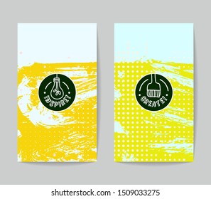 Set of vector business card templates with brush stroke background.