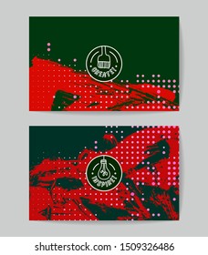 Set of vector business card templates with brush stroke background.