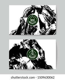 Set of vector business card templates with brush stroke background.