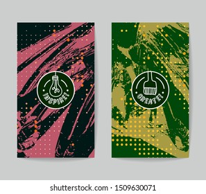 Set of vector business card templates with brush stroke background.