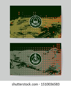 Set of vector business card templates with brush stroke background.