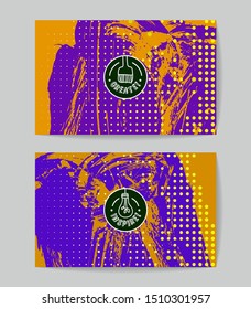 Set of vector business card templates with brush stroke background.