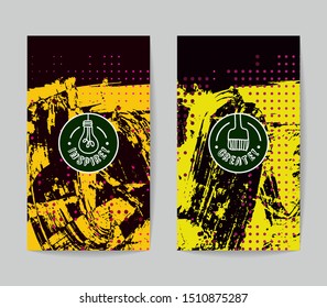 Set of vector business card templates with brush stroke background.