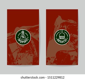 Set of vector business card templates with brush stroke background.