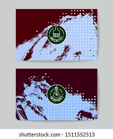 Set of vector business card templates with brush stroke background.