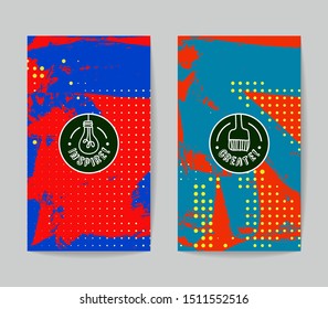 Set of vector business card templates with brush stroke background.