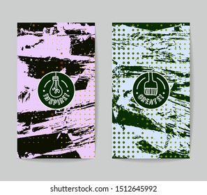 Set of vector business card templates with brush stroke background.