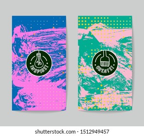 Set of vector business card templates with brush stroke background.